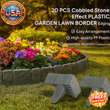 20 PCS Cobbled Stone Effect Plastic Garden Lawn Border Edging