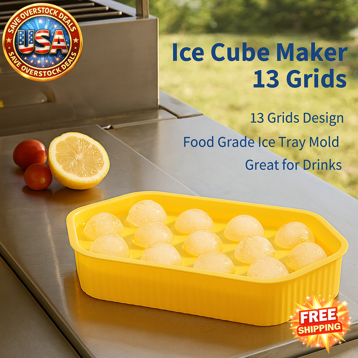 Food Grade Ice Cube Maker with 13 Grids for Home Use