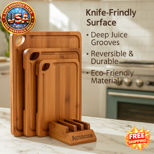 Set of bamboo cutting boards.