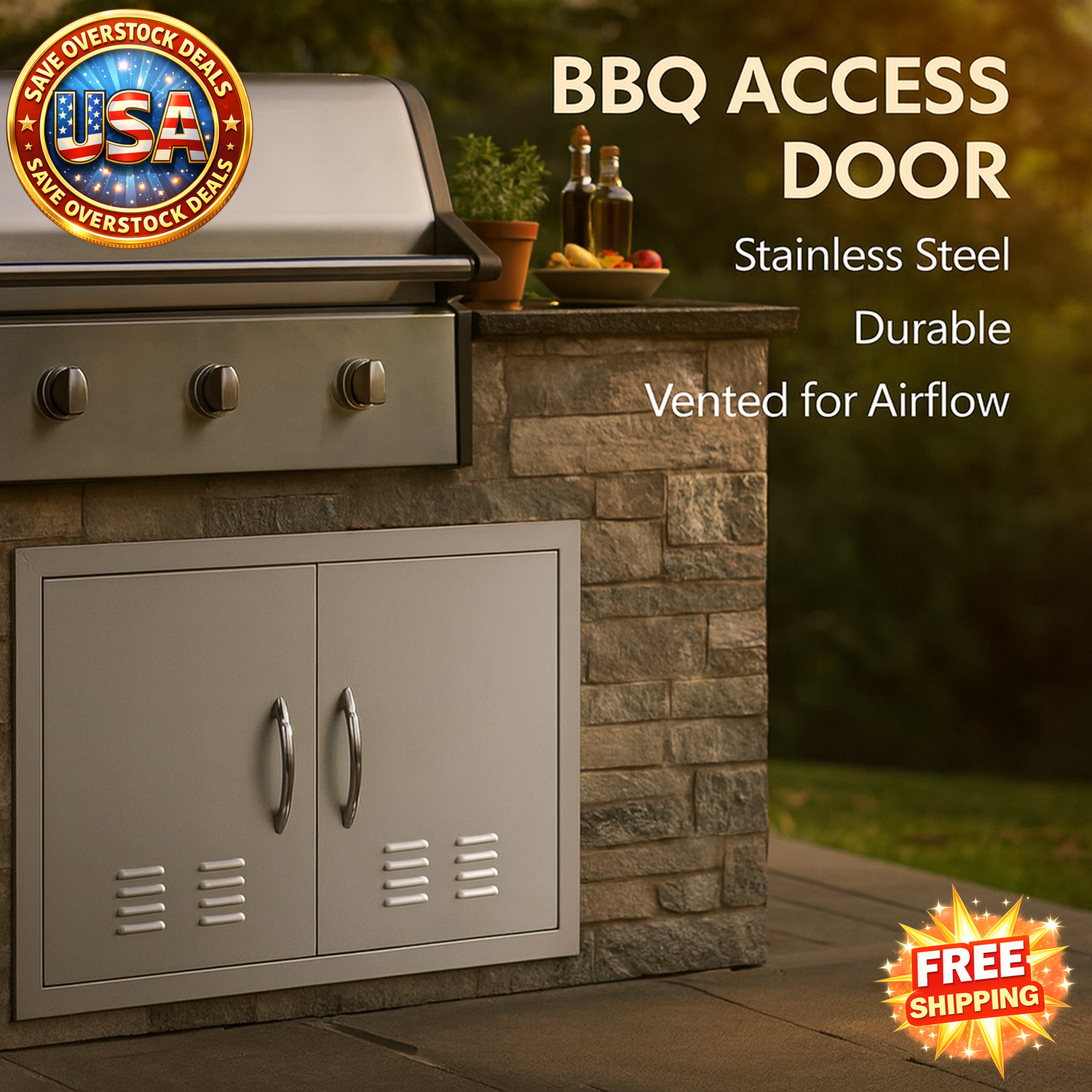 BBQ Access Door - 30W x 21H Inch Stainless Steel Outdoor Door