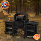 Portable Camping Kitchen Table with Storage Cupboards