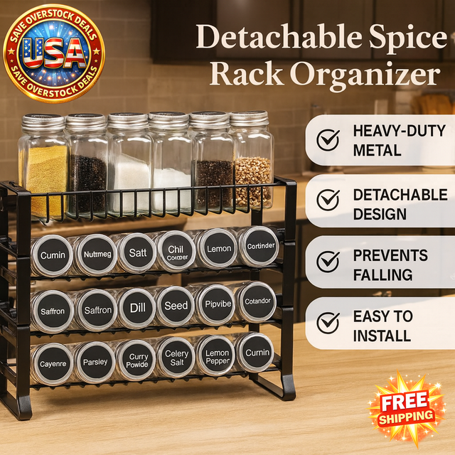 Detachable Spice Rack Organizer for Kitchen Cabinet Storage