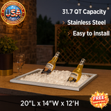 Large Capacity: A large-capacity drop in ice bin that can hold about 31.7QT (US Quart) / 30L of ice. 