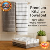 Kitchen Towel Set 4-Pack, Grey/White, 16"x26" for Home