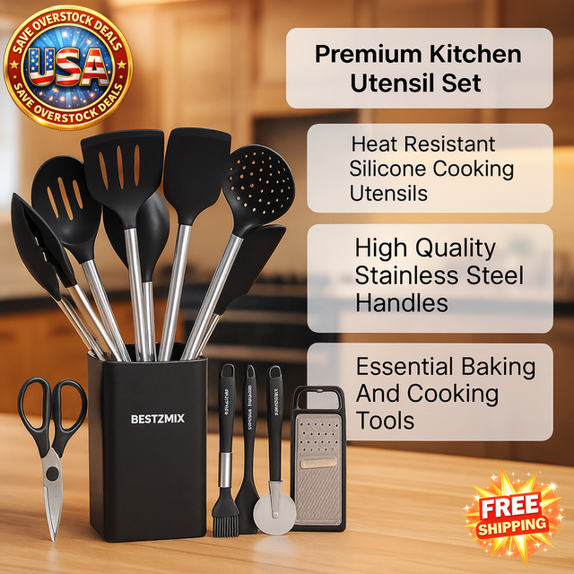 Silicone Kitchen Utensil Set - 33 Cooking Tools & Gadgets