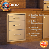Stainless Steel Outdoor Kitchen Drawers - Triple Access