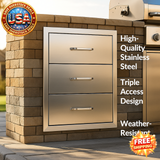 Stainless Steel Outdoor Kitchen Drawers with Triple Access