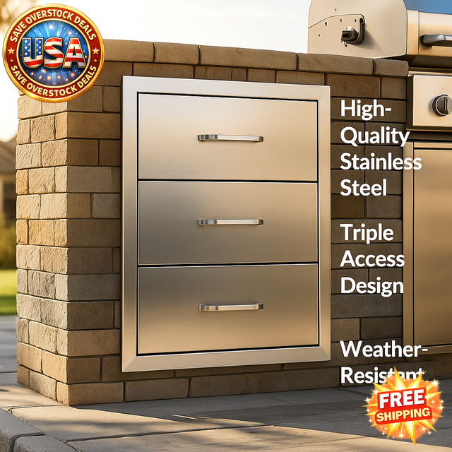 Stainless Steel Outdoor Kitchen Drawers with Triple Access