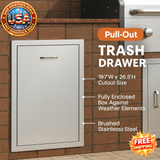 Outdoor Pull Out Trash Drawer with Stainless Steel Design