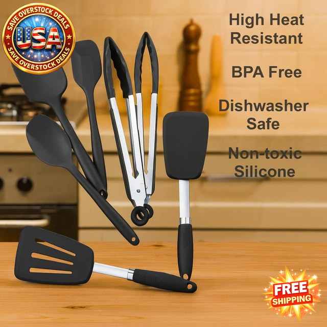 Silicone Spatulas Set High Heat Resistant Kitchen Utensils
