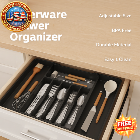 Expandable Silverware Drawer Organizer for Kitchen Storage