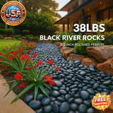 38lbs Black River Rocks - Polished Pebbles for Decor