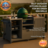 Outdoor Kitchen Island for Big Green Egg Grills, 66.5"