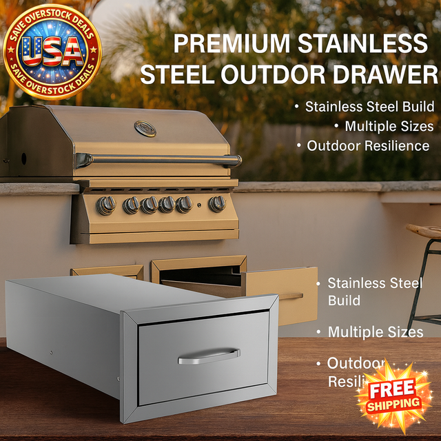 Outdoor Kitchen Drawer Cabinets - Stainless Steel, 14"x8.5"
