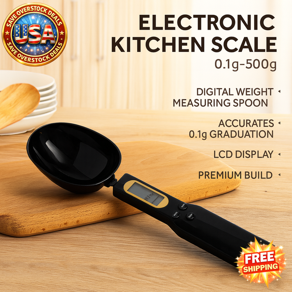 Digital Kitchen Scale 0.1g-500g LCD Display Measuring Spoon