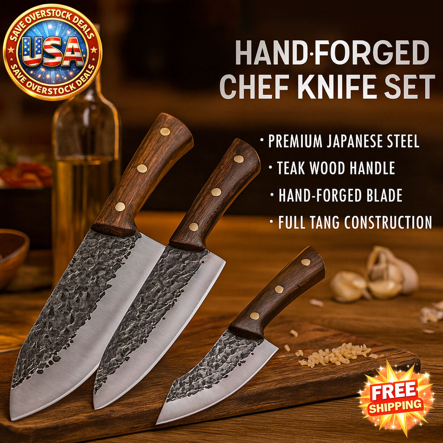 Hand Forged Chef Knife Set - High Carbon Steel Kitchen Knives