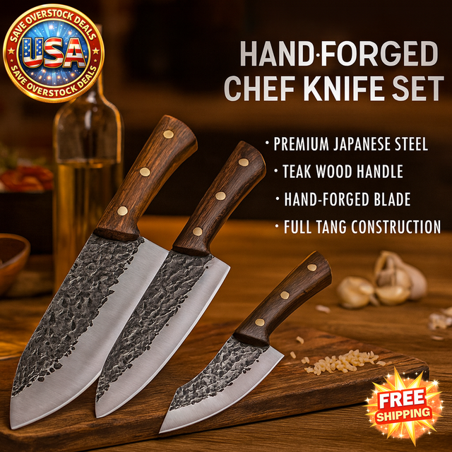 Hand Forged Chef Knife Set - High Carbon Steel Kitchen Knives
