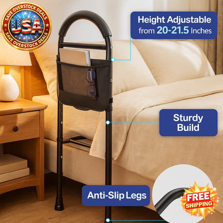 Height Adjustable Bedside Safety Rail for Elderly Support