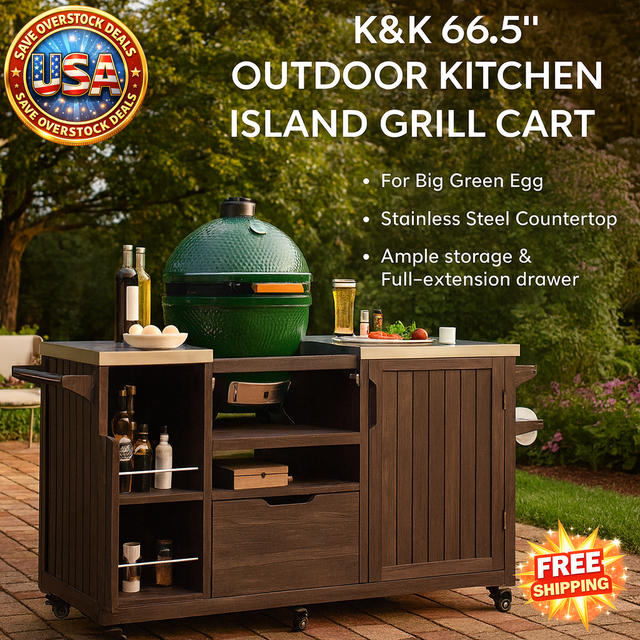 K&K 66.5" Outdoor Kitchen Island for Big Green Egg Grills