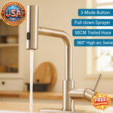 Brushed Stainless Steel Kitchen Faucet with Pull Down Sprayer
