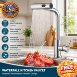Pull Down Sprayer Kitchen Faucet, Stainless Steel, Chrome