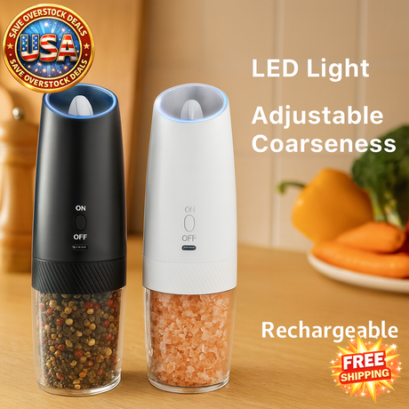 Rechargeable Electric Salt and Pepper Grinder Set with LED