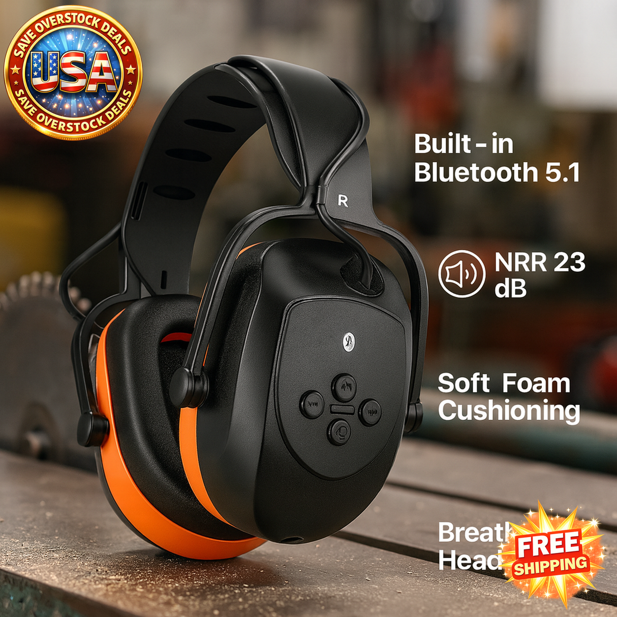 Electronic Safety Earmuffs with Bluetooth 5.1 Technology