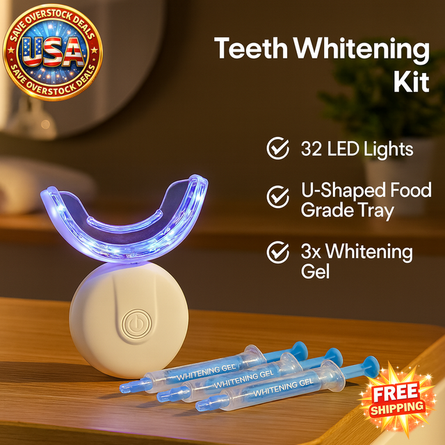 Teeth Whitening Kit with LED Light - Portable & Effective