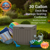 30 Gallon Deck Box with Lockable Lid for Outdoor Storage