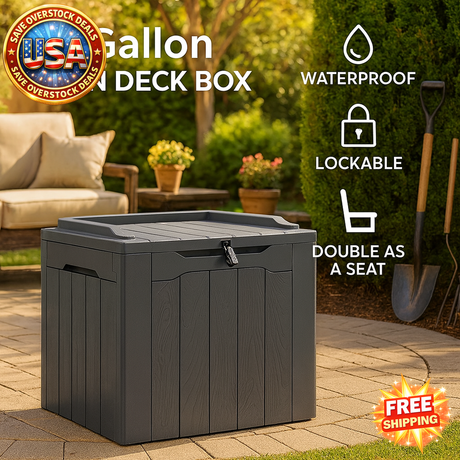 30 Gallon Waterproof Resin Deck Box for Outdoor Storage