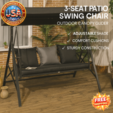 3-Seat Patio Swing Chair with Canopy and Cushions