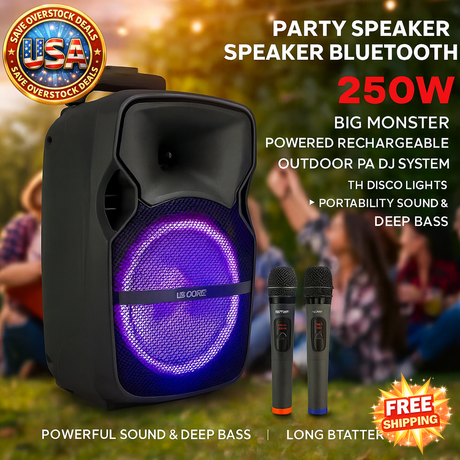 5 Core Bluetooth Party Speaker 250W with Disco Lights