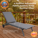 Adjustable Outdoor Patio Recliner Chair - 6 Positions