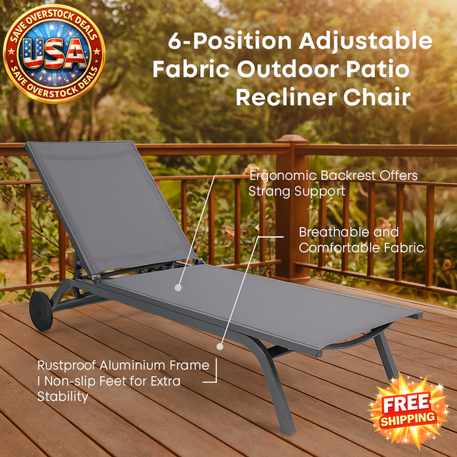 Adjustable Outdoor Patio Recliner Chair - 6 Positions