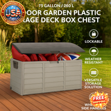 75gal Outdoor Garden Storage Box Chest with Lockable Seat