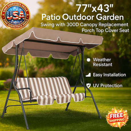 77"x43" Patio Swing Canopy Replacement Cover - UV & Waterproof