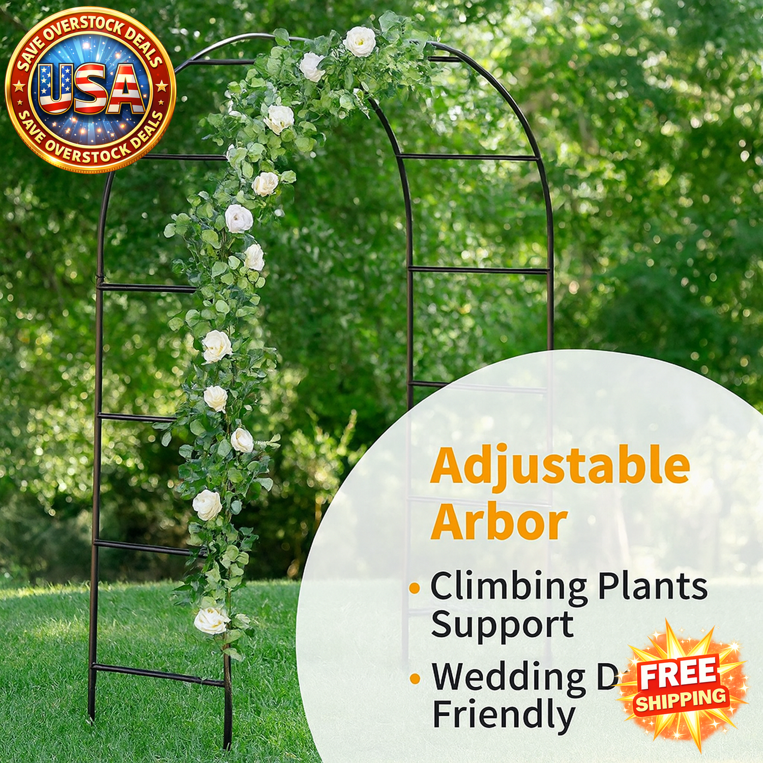 Metal Garden Arch Trellis 78"H x 45"W for Climbing Plants