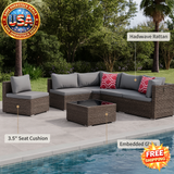 7 Pieces Wicker Patio Furniture Set with Cushions