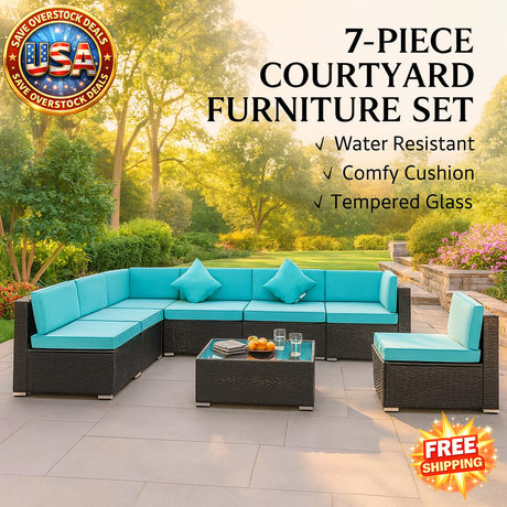 7-Piece Outdoor Segmented Sofa Set for Courtyard Use