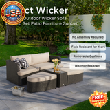 Outdoor Wicker Sofa Daybed Set - 5-Piece Patio Furniture