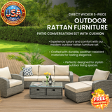 Outdoor Rattan Furniture Set - 5-Piece Patio Conversation Set