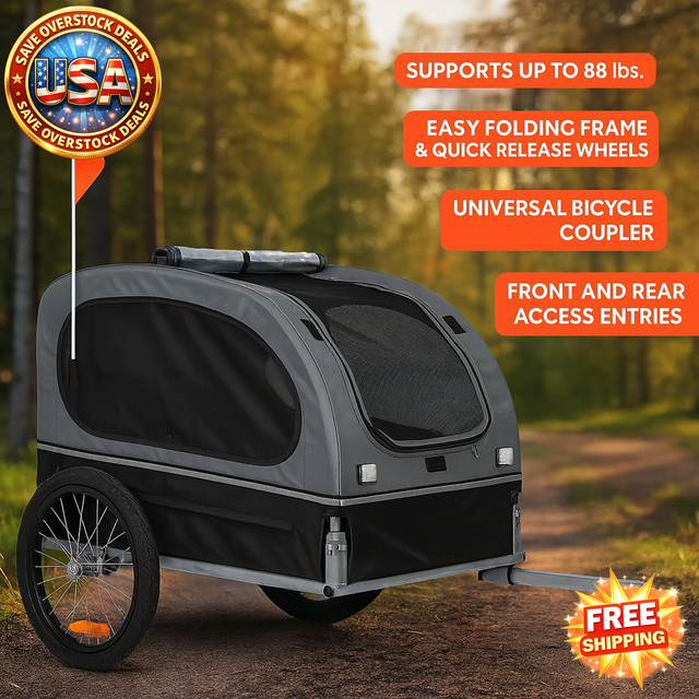Dog Bike Trailer for Pets, Supports 88 lbs, Easy Setup