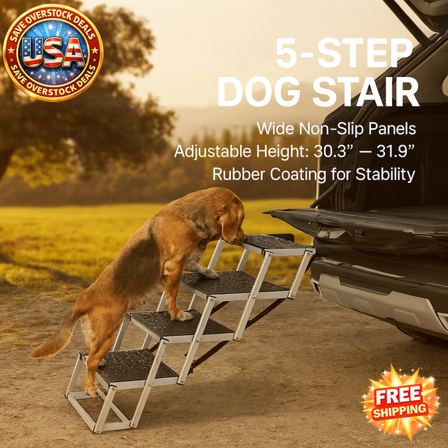 Dog Stair for Cars - 5-Step Folding Ramp for Pets