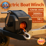 12V Electric Boat Winch, 300W Reversible for 2000 lbs