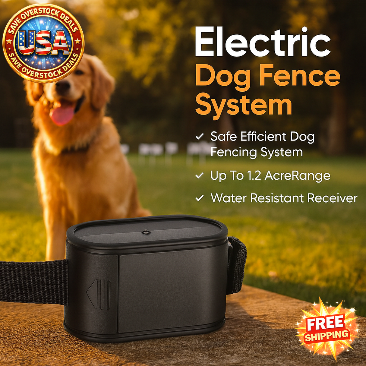 Electric Dog Fence System with Water Resistant Collar