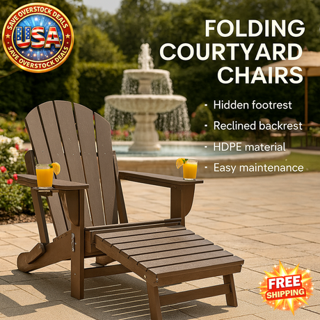 Folding Chair Set with Hidden Footrest for Outdoor Comfort