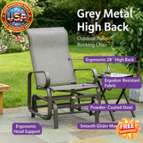 Grey Metal High Back Outdoor Rocking Chair for Patios