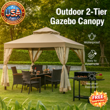 Outdoor 10x10 Screw-free Canopy Gazebo with 2-Tier Design
