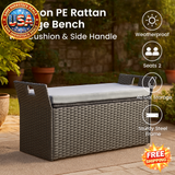 Outdoor Storage Bench with Cushion & 400 lbs Capacity