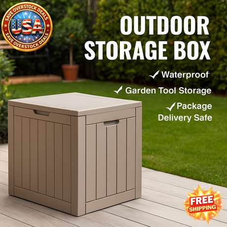 Outdoor Resin Deck Box, 31 Gallon Waterproof Storage